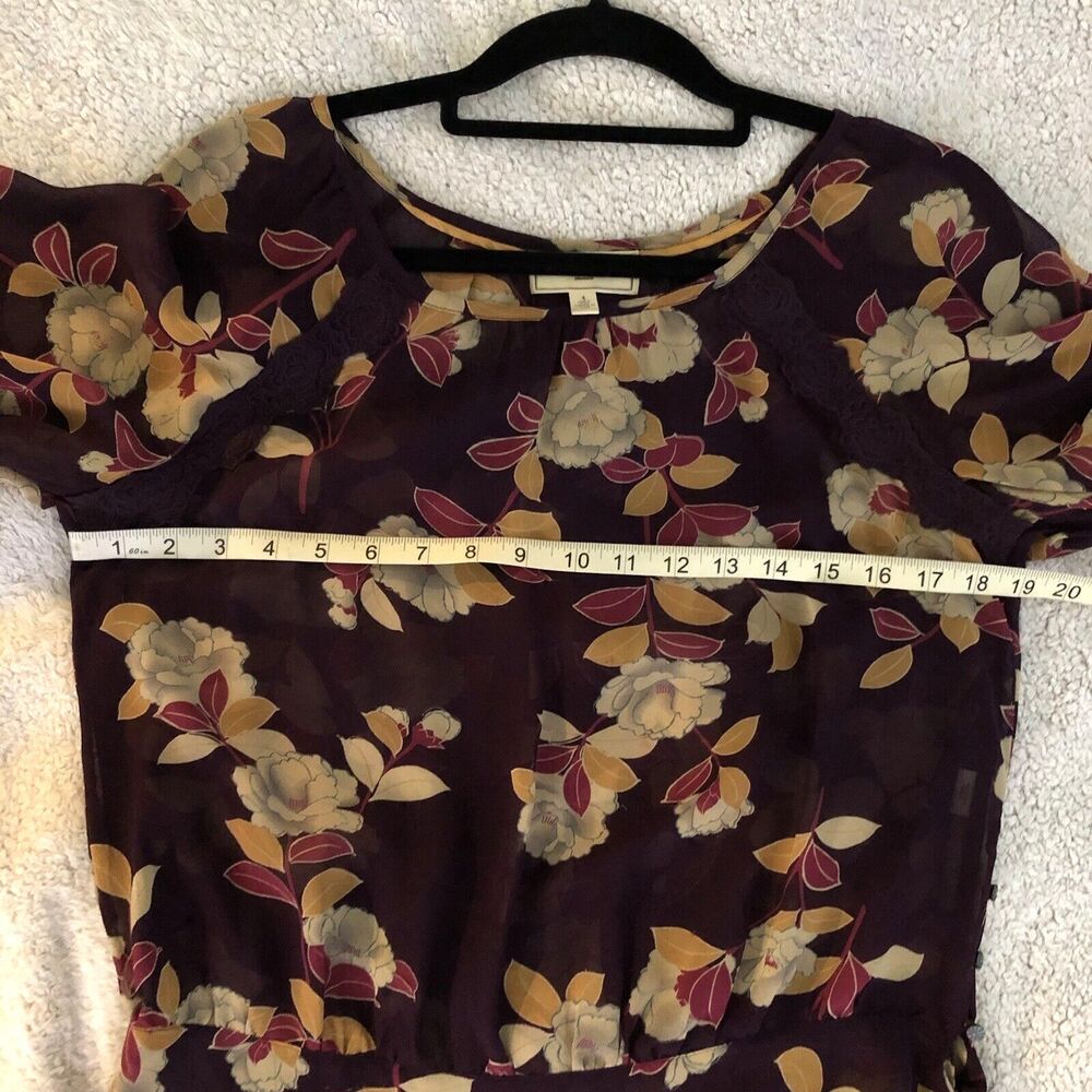Anthropologie Moulinette Soeurs Blouse Womens 4 Sheer Floral Silk 3/4 Sleeve - Picture 13 of 15
